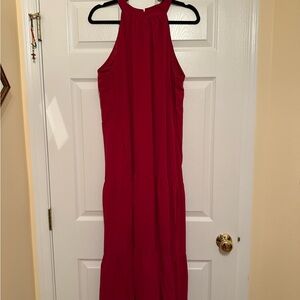 Chic Red Halter Maxi Dress